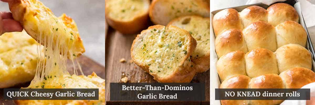 Bread Soup Dippers - Cheesy Garlic Bread, Garlic Bread better than Dominos and Soft NO KNEAD Dinner Rolls